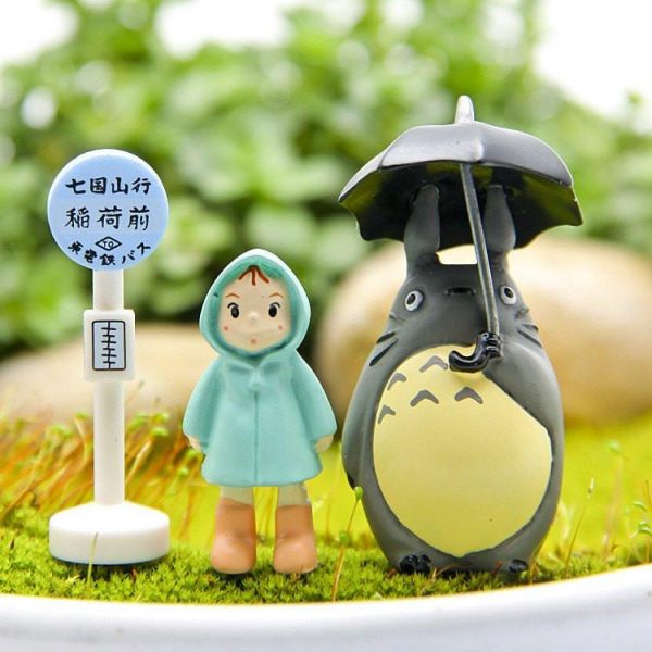 totoro plush with lotus leaf