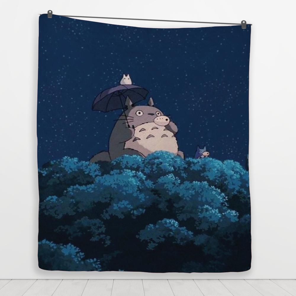 Totoro Flute Night Quilt Blanket - Ghibli Store