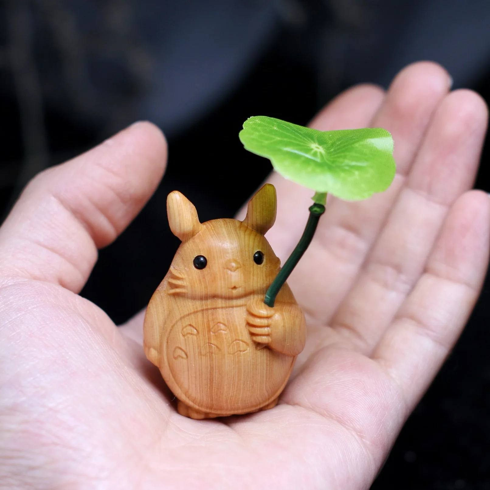Miniature Totoro Solid Wood Hand-carved Ornament - Ghibli Store